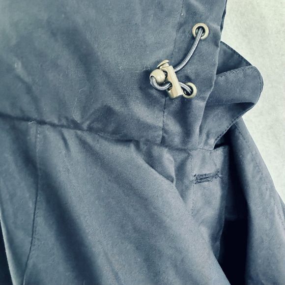 Lands' End Womens L 14-16 Navy Lined Polka Dot Raincoat Machine Wash Pockets - Picture 8 of 13